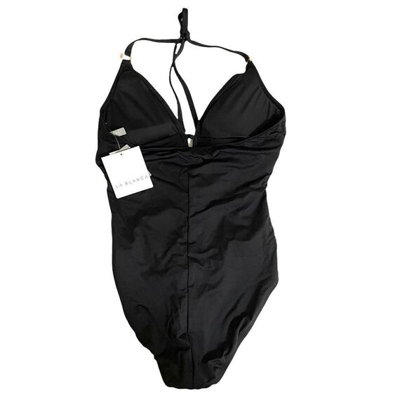 NEW La Blanca Mesh-Merizing Halter One Piece Swimsuit Sz 8 black - Picture 8 of 12